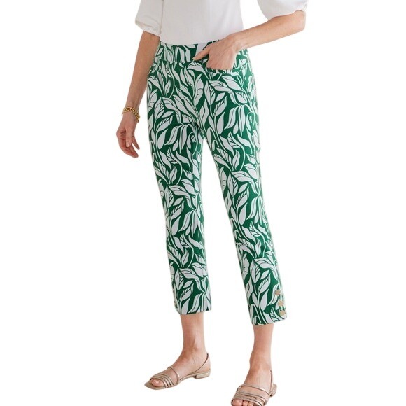 Soft Surroundings Pants - Soft Surroundings Superla Slim Leg Crop Pants Leaf Print Ankle Pants Size 6/8